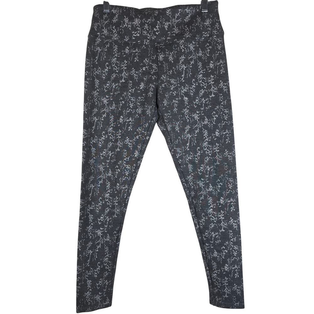 Soft Surroundings Gray Silver Leaf Design Athletic Women's Leggings S